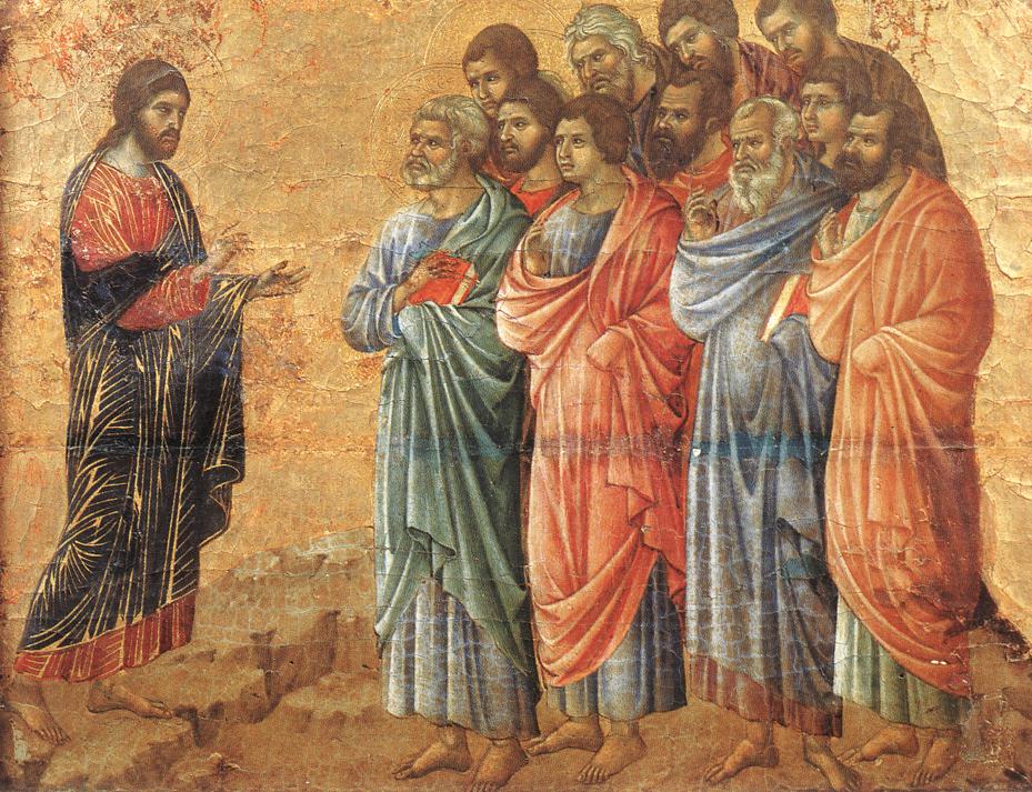 Pentecostés en clave franciscana 1 Duccio di Buoninsegna Appearance on the Mountain in Galilee WGA06737.jpg